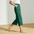 thumbnail image 5 of Purcolt Womens Satin Capris Pants Casual Drawstring Elastic Waisted Palazzo Pants Soft Lounge Pants Summer Beach Cropped Pants with Pockets, 5 of 9