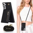 thumbnail image 3 of Crossbody Wallet Case Case For Samsung Galaxy S23 S22 Plus Note 20 Ultra With Card Slot Holder, Magnetic Flip Folio Purse Case, PU Leather Zipper Handbag With Detachable Lanyard Strap, 3 of 5