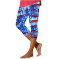 thumbnail image 2 of DDAPJ pyju 4th of July Outfits for Women High Waist Yoga Capri Pants Tummy Control 4 Way Stretch Running Workout Leggings 90% off Clearance Sale Blue XXXL, 2 of 5