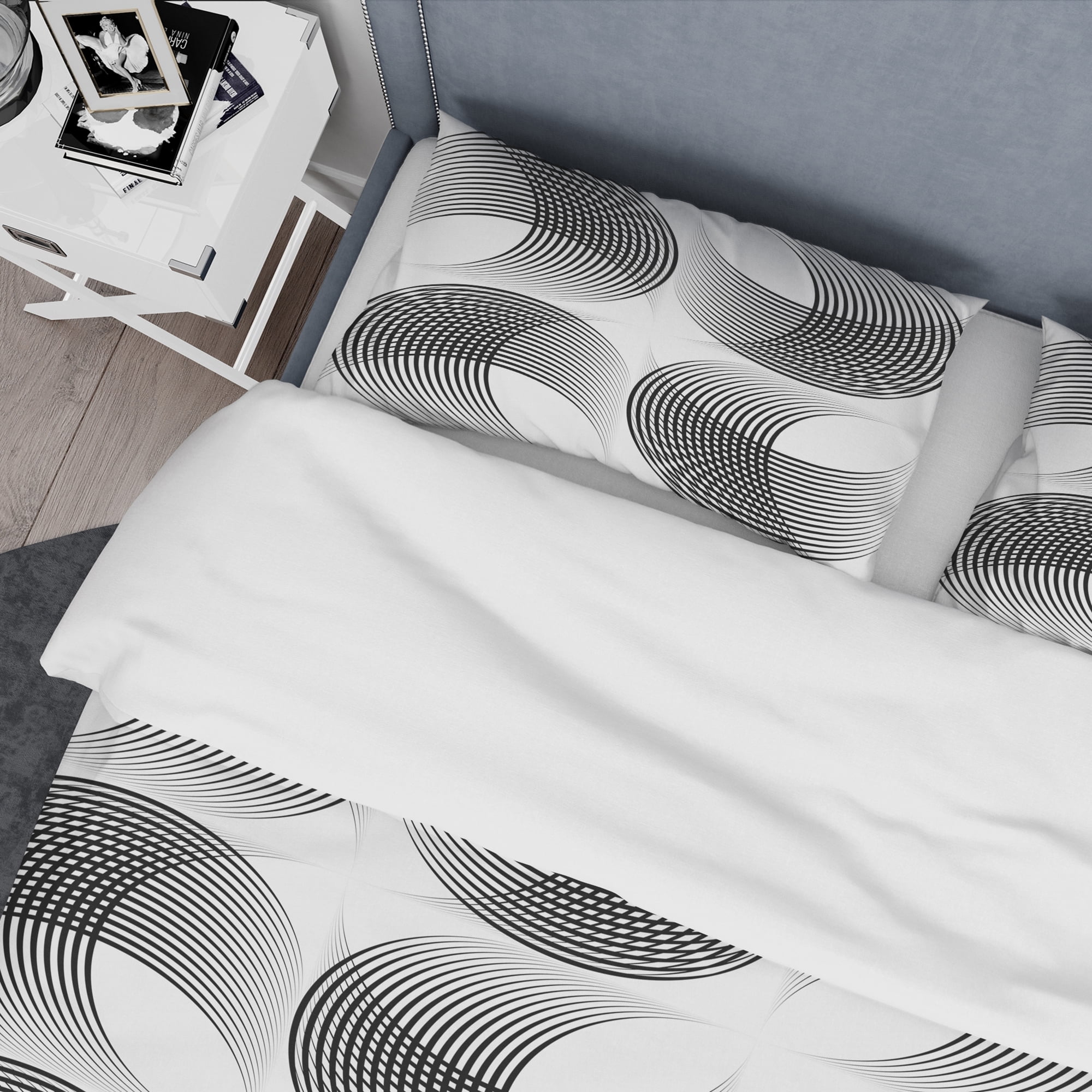 Designart 'Monochrome Geometric Pattern IX' Mid-Century Modern Duvet Cover Set