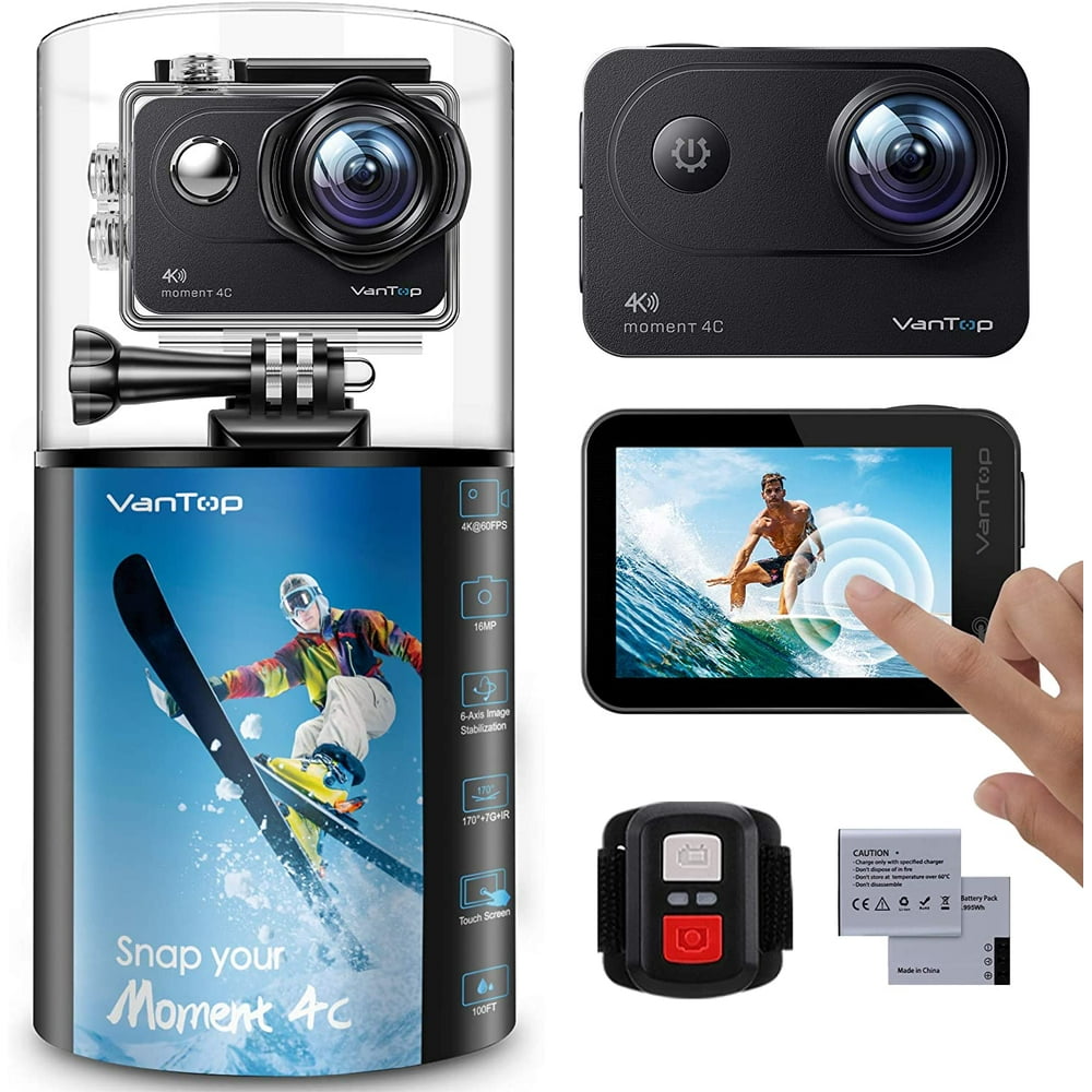VanTop Moment 4C 4K/60FPS Action Camera with EIS, Sony Sensor, Timer