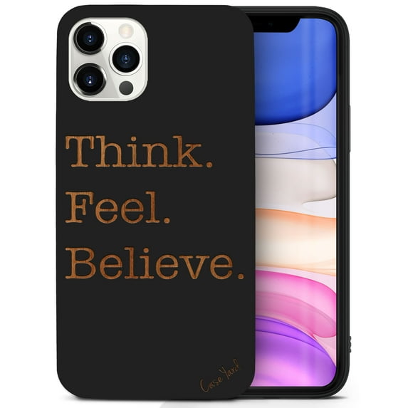 Case Yard Wooden Case for iPhone-11-Pro-Max Soft TPU Silicone cover Slim Fit Shockproof Wood Protective Phone Cover for Girls Boys Men and Women Supports Wireless Charging Think. Feel. Believe. Design