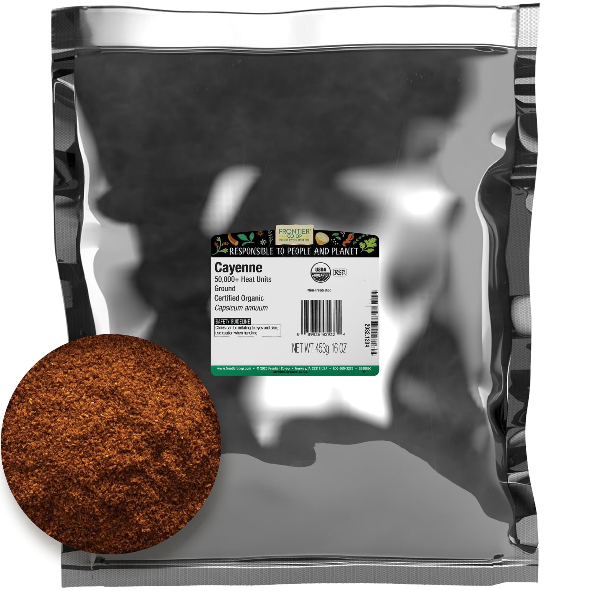 Frontier Co-op Certified Organic Ground Cayenne, 16 oz. Bag, (50,000+ HU)