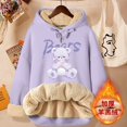 thumbnail image 3 of Sudadera con capucha de terciopelo grueso de invierno para mujer, sudadera con capucha con letras para mujer, jersey de talla grande, tops de manga larga de lana de cordero cálidos, abrigo, 3 of 5