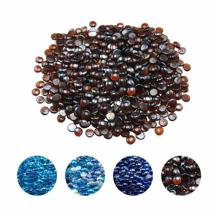 VEVOR Fire Glass, 10LBS / 4.5KG High-Temperature Resistant Fireplace Rocks, 3/4-Inch / 19.05 mm Reflective & Smokeless Firepit Glass Beads,High Luster Stone Landscaping for Fire Pit Table,Rich Amber