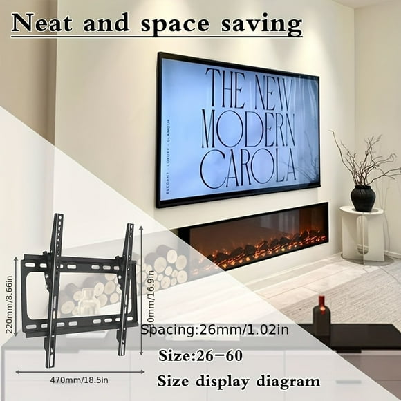 TV Mount For Most 26-60 Inch TV, Universal Tilt TV Wall Mount Fit 16", 18", Stud With