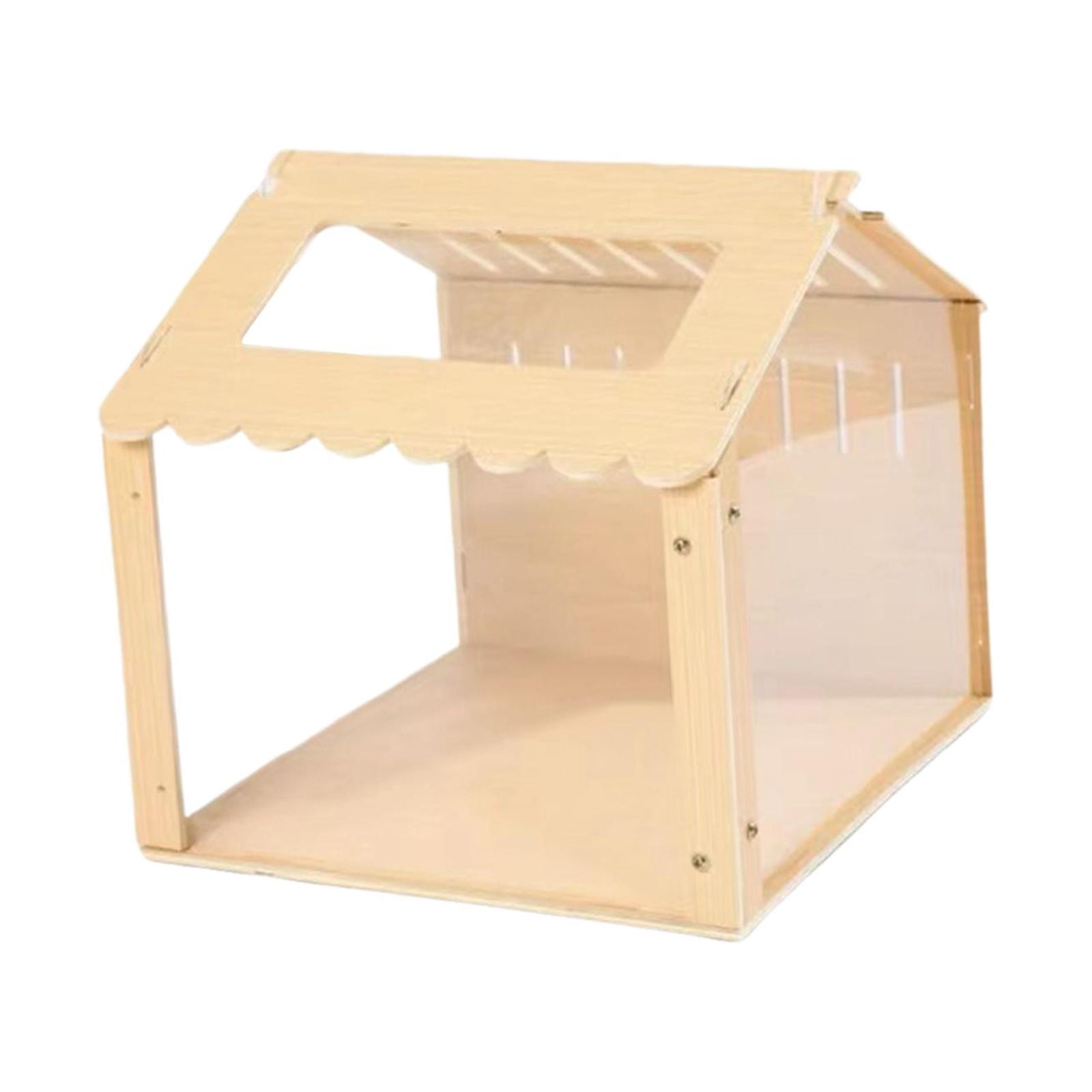 Tooyful Hamster Habitat Nesting Habitat Exercise Toy Durable Activity Platform Tunnel Exploring Toys Wood Playground for Hedgehog Guinea Pig 30x29x32CM