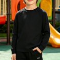 thumbnail image 4 of KAUOD Boys Long Sleeve Shirts Crewneck Cotton Pullover Sweatshirts Kids Oversized Casual Fashion Solid Basic Drop Shoulder Tee Tops, 4 of 5