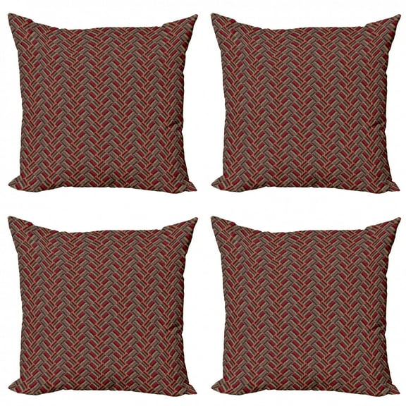 Ambesonne Vintage Throw Pillow Cover 4 Pack, Retro Style Angled Design, 20", Multicolor