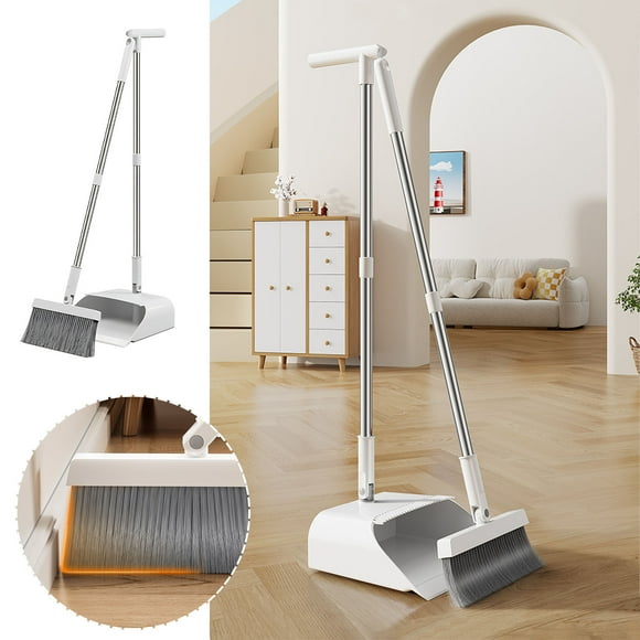 Iumwxz Mop Broom Set of Household Dustpan Combination Mop Floor Sweeping Non Stick Hair Scraping Soft Bristled Brush Cleaning Supplies White Plastic Flash Deals