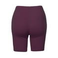 thumbnail image 3 of A2Y Women's Basic Solid Premium Cotton Mid Thigh High Rise Biker Bermuda Shorts Plum S, 3 of 5