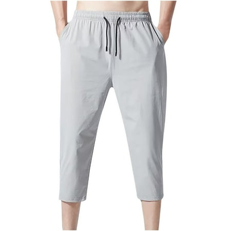 YANHAIGONG Summer Capri Joggers for Men Men s Quick Dry 3/4 Pants Capri Lightweight Hiking Shorts Men s Hiking Golf Capri Pants Stretch Below Knee Shorts Pants Travel Casual