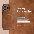thumbnail image 3 of ELEHOLD PU Leather Case For iPhone 14 Pro Max Slim Magnetic Shockproof Cover, [MagSafe Compatible], [Lens&Screen Protection], Drop protection Case - Brown, 3 of 11