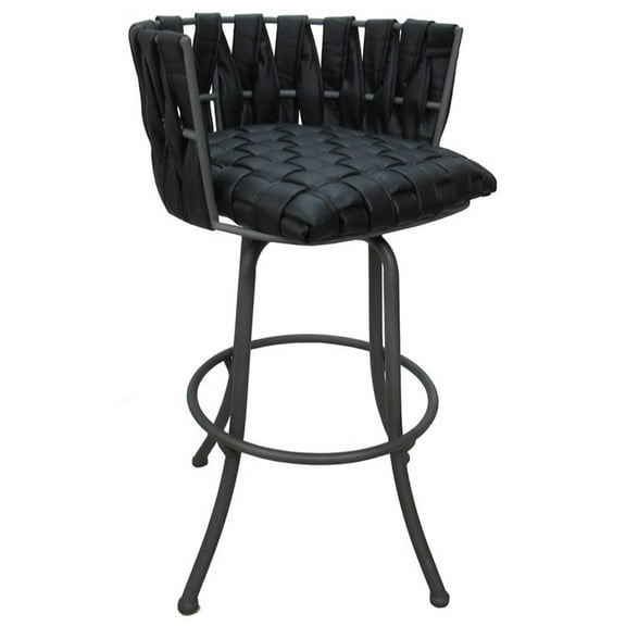 Metalona 30" Metal Bar Stool - Black Vinyl - Grey Base