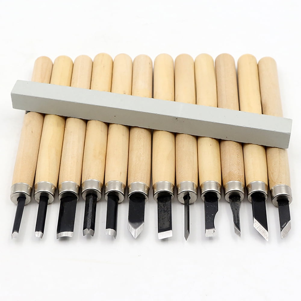 SHELLTON Wood Carving Tools 12pc Chisel Set with Canvas Case,Full Size