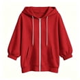 thumbnail image 3 of LIaqionyy Womens Hoodie Sweatshirt Jacket Zip up 3/4 Sleeve Lightweight Casual Drawstring Sweatshirts with Pocket, 3 of 5