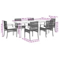 thumbnail image 4 of vidaXL 7 Piece Garden Dining Set with Cushions Black Poly Rattan, 4 of 4