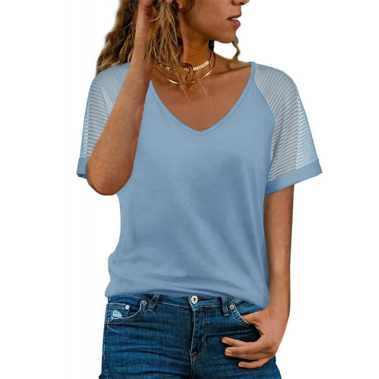 JSGEK Summer Shirts for Women Short Sleeve Tees Basic Clothes for