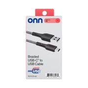 onn 10ft USB-C to USB-A Braided Charging Cable, USB-IF Certified, Black - Compatible with iPhone 17/16/15 Series, Samsung Galaxy, Note, Pixel Devices iPad Pro, More