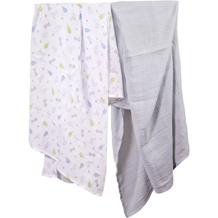 Garanimals SwaddleMe Mr. Fix-It Muslin Blanket, 2 Pack