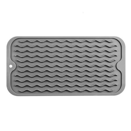 

Emlimny Silicone Dish Drying Mat for Multiple Usage Easy clean Eco-friendly Heat-resistant Silicone Mat for Kitchen Counter Sink Bar Bottle or Cup Gray 12 inches x 6 inches