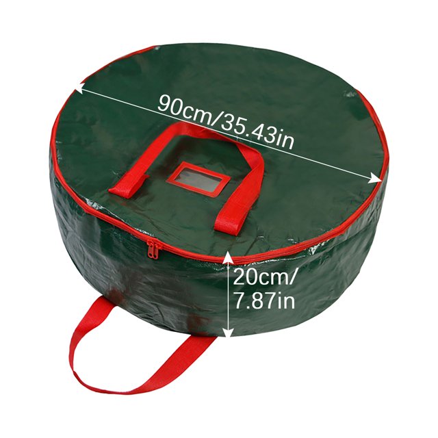 Yhmxh Sac de Rangement Rond 90CM Couronne de Noël Sac de Rangement Décorations de Noël Extérieur Fournitures de Fête de Noël Cadeaux de Noël pour Enfants Femmes Hommes