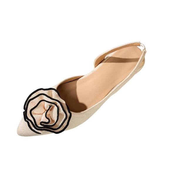HomeDM Womens Slingback Sandals Closed Pointy Toe Summer Flat Sandals for Casual Work, Beige Size 6.5