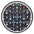 thumbnail image 3 of Ox Bay Clio 7'3" Round Navy/Red Trellis Handmade Wool Indoor Area Rug, 3 of 5