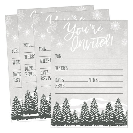 25 woodland christmas holiday invitations snowflake winter new
