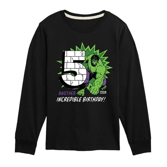 Marvel Hulk - Incredible Birthday 5 - Toddler And Youth Long Sleeve Graphic T-Shirt