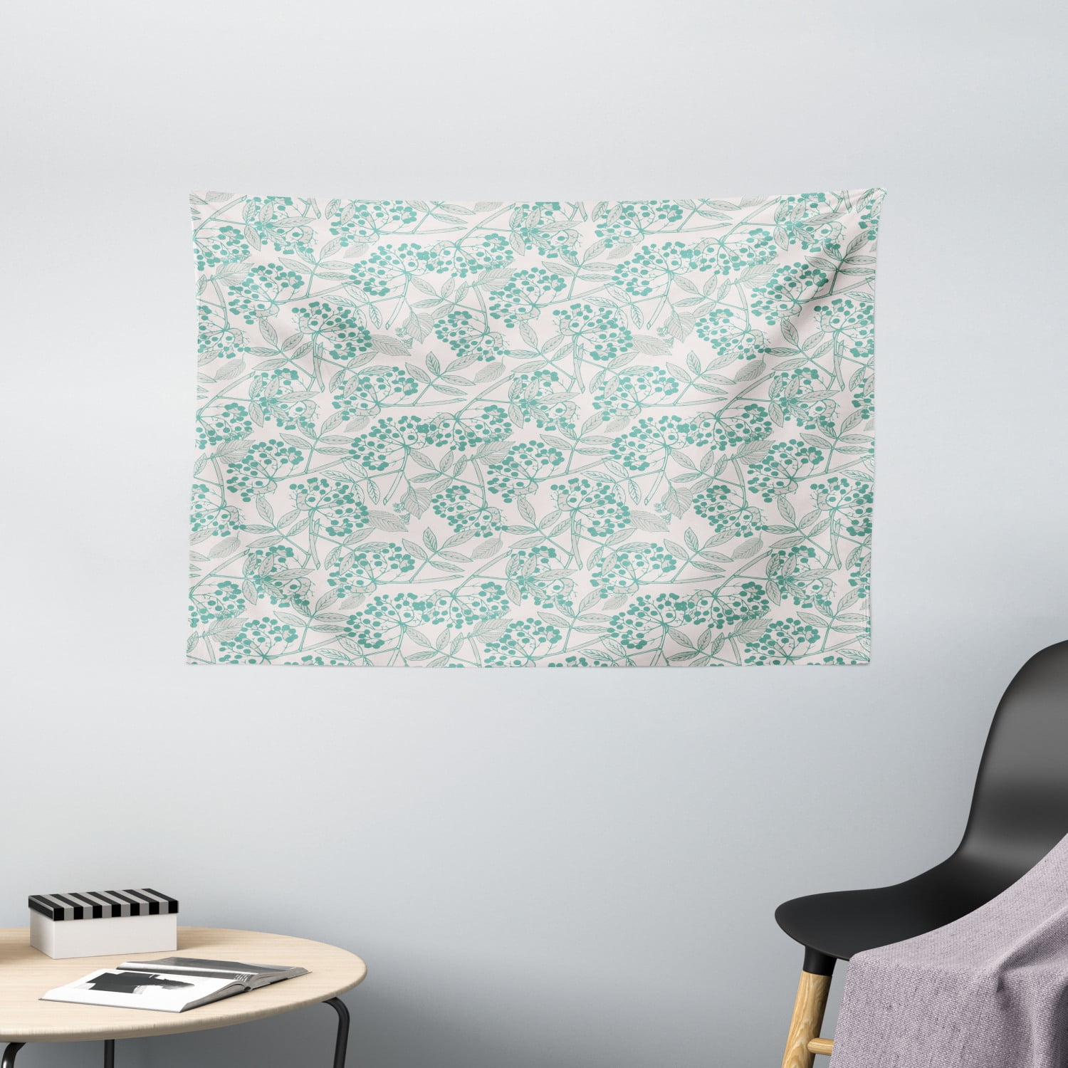 Teal Tapestry, Classic Botanical Pattern with Creeper Leaves and ...
