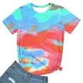 thumbnail image 5 of CHOK Hauts d'Été pour Femmes, T-Shirt Imprimé Teinture sur Nœuds à Col Rond et Manches Courtes, Tunique Décontractée pour Vacances, 5 of 5