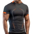 thumbnail image 3 of Workout Shirts for Men Summer Short Sleeve Neck Fitting Tight Quick Drying Muscle Tees Athletic Gym Tshirts, 3 of 6