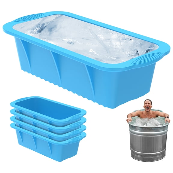 Large Ice Block Mold 5 Pack 2.43lbs Cubes for Cold Plunge or Cooler Reusable Silicone Ice Mold for Bath Chiller Camping Picnic