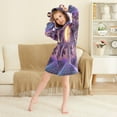 thumbnail image 3 of FORMRS Niños Bathrobe Unisex Hooded Robe Soft Plush Pajamas Sleepwear, Size 4-6T, Night Purple Road, 3 of 7