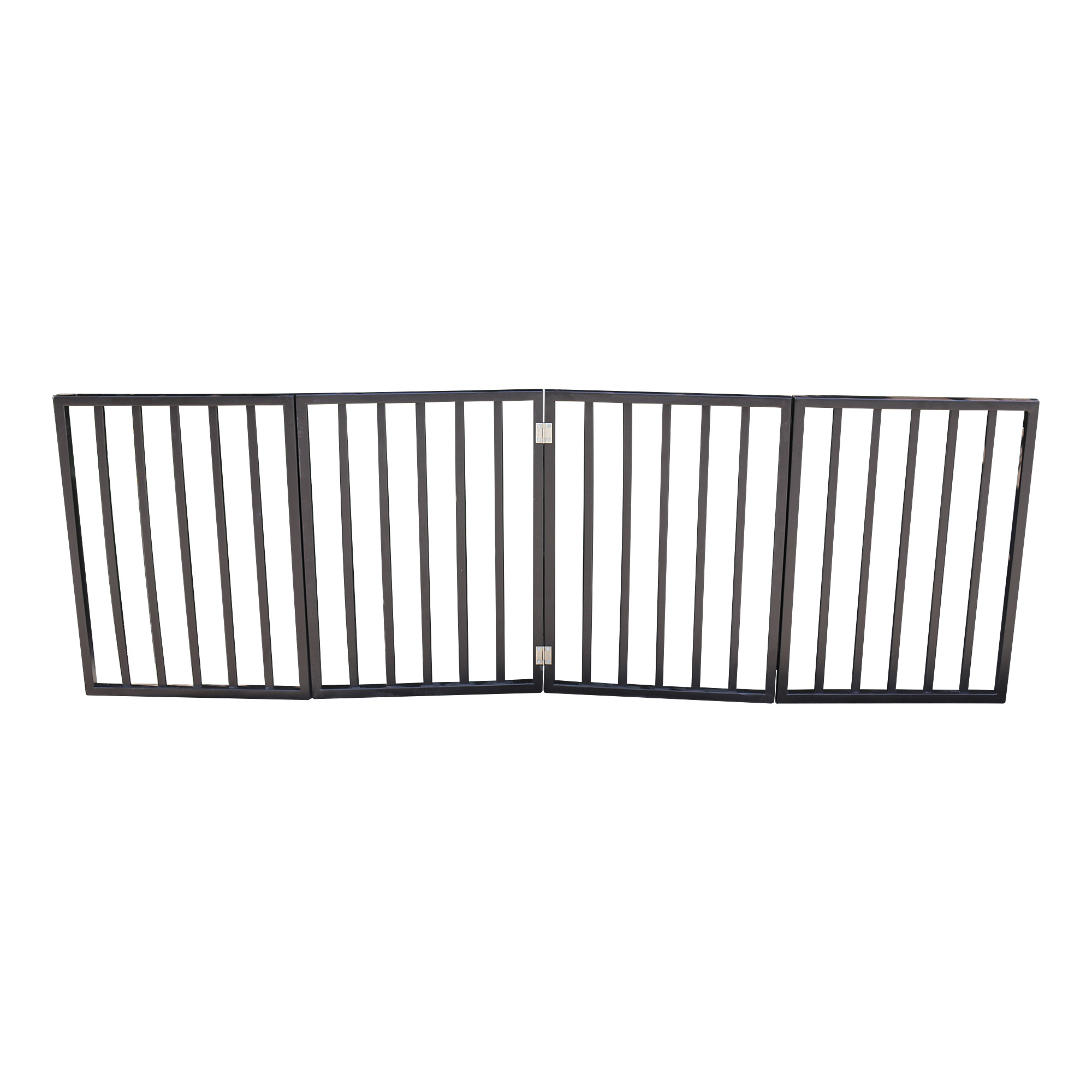 Cfowner Dog Gate for Doorways, Wooden Indoor Dog Fence, 4 Panel, Dark Brown, 24"H