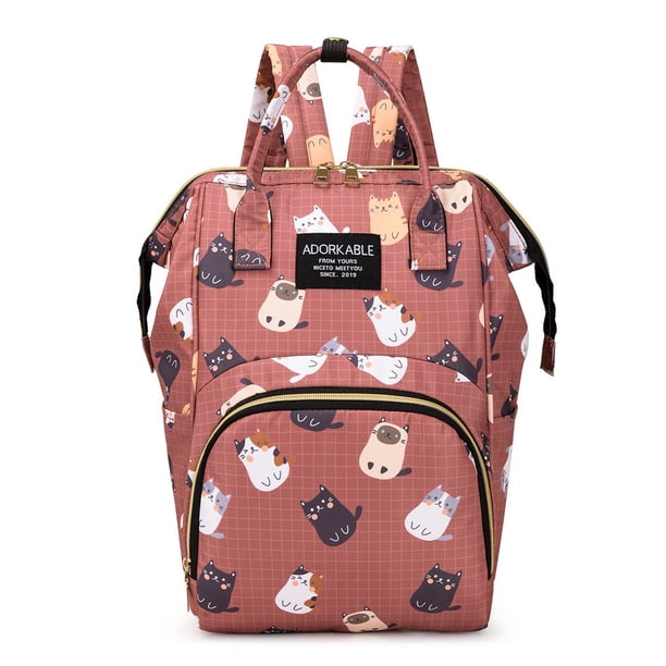Moda mujer impresión momia pañalera pañal bolso grande (gatos de dibujos animados) Likrtyny Para estrenar