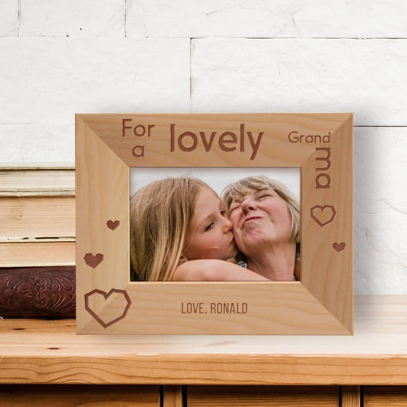 For A Lovely Grandma Personalized Wooden Frame-5" x 3 1/2" Brown Horizontal