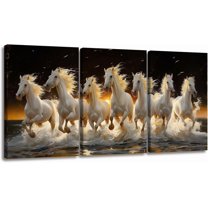 Hieng 3Pieces Animal Canvas Wall Art Decor Set Modern Giclee Artwork Painting Abstract Colorful Horses Wall Art for Living Room Home Decoration Unframed