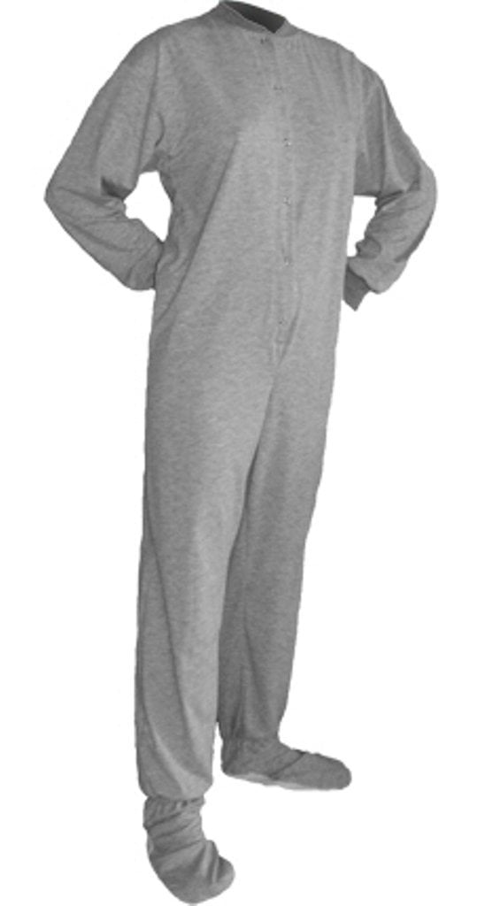 Gray Jersey Knit Adult Footie Footed Pajamas Onesie Big Feet Pajama Co