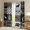 thumbnail image 2 of Rustic Bear Curtains & Drapes, Hunting Deer Elk Curtains Western Woodland Bear Blackout Curtains Lodge Cabin Decor, Checkered Buffalo Grid Claw Window Treatments 42"Wx90"L 2 Panels, Brown Grey, 2 of 5
