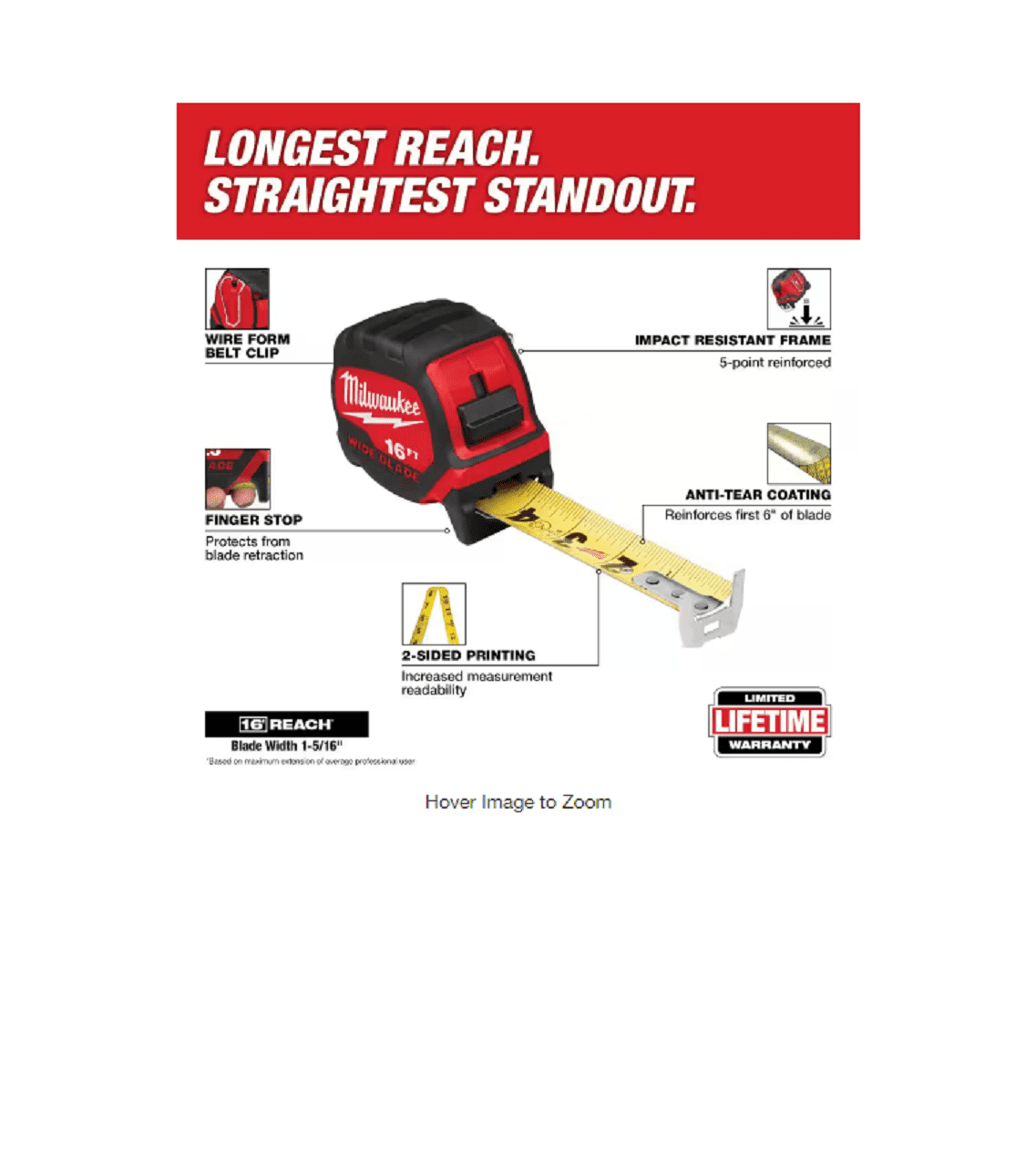 Milwaukee 48-22-0216 16' Wide Blade Tape Measure