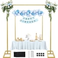 thumbnail image 1 of Arco para Globos 2 en 1, Soporte de Fondo Metálico Dorado de 2.5 m con 2 Abrazaderas, Base para Arco de Boda para Fiesta, Baby Shower y Fotografía, Solo Soporte (2 en 1 (Mesa/Piso, Sin Funda)), 1 of 4