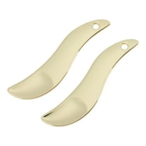 Unique Bargains 2 Pcs Mini Makeup Cosmetic Spoon Hangable Wave Shape Facial Mask Spatula Gold Tone