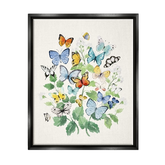 Stupell Industries Butterflies & Spring Florals Animals & Insects Painting Black Floater Framed Art Print Wall Art, 17 x 21