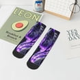 thumbnail image 5 of Uemuo Purple Pattern White Tiger Printed Crew Socks, Moisture-Wicking Socks, Athletic Socks for Men Breathable Cushion Socks Casual Sport Socks for Running Traveling, 5 of 6