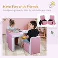 thumbnail image 6 of Qaba Kids Sofa Set 2-in-1 Multi-Functional Toddler Table Chair Set 2 Seat Couch Storage Box Soft Sturdy Pink, 6 of 9