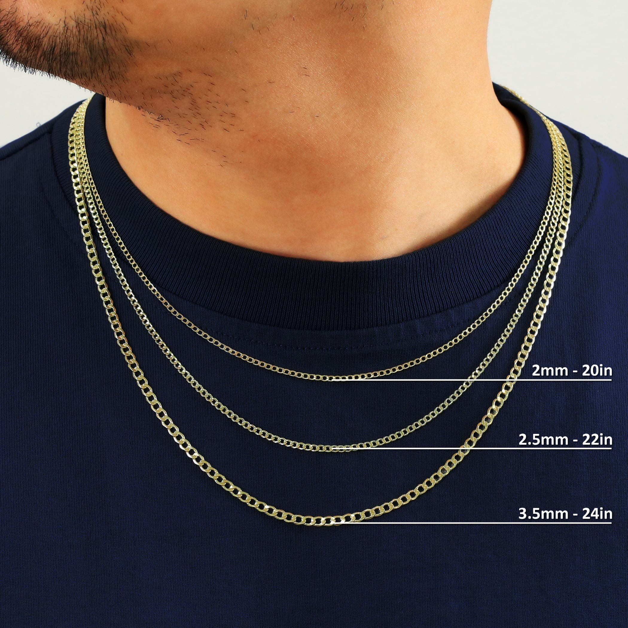 Nuragold 10K Real Yellow Gold Cuban Curb Link Chain Necklace 16"-30" (2mm-7.5mm) Italian Jewelry for Men & Women