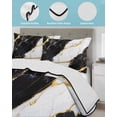 thumbnail image 4 of Black Marble Full Size Down Alternative Comforter, Lightweight Comforter Quilt Bedding Set with Pillow Shams Luxury Gold White Abstract Cracks Artwork All Seasons Bed Comforter Duvet Insert 78"x90", 4 of 7
