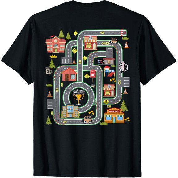 Play Cars On Dad Back Race Track Mat Father'S Day T-Shirt